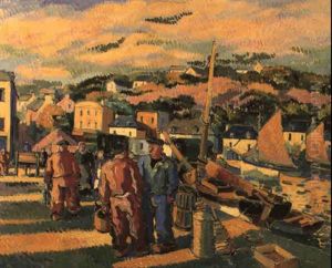 Marins Au Port De Douarnenez by Pierre De Belay