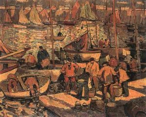 Marins Dans Un Port De Peche by Pierre De Belay