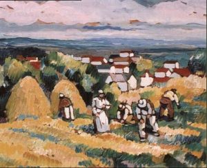 Scene De Moisson En Bretagne by Pierre De Belay