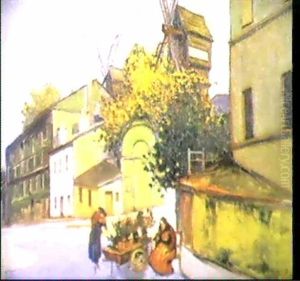 Monmartre, La Marchande De Fleurs Pres Du Moulin De La      Galette, 1918 by Pierre De Belay