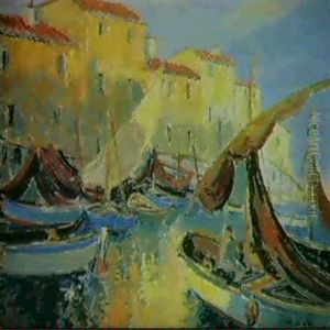 Les Barques Au Port by Pierre De Belay