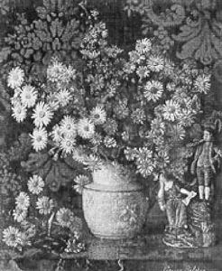 Still Life Of Daisies In A Vase And Porcelain Figures
