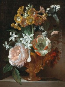 A Flower Still Life With Roses by Jean-Baptiste Ii Belin