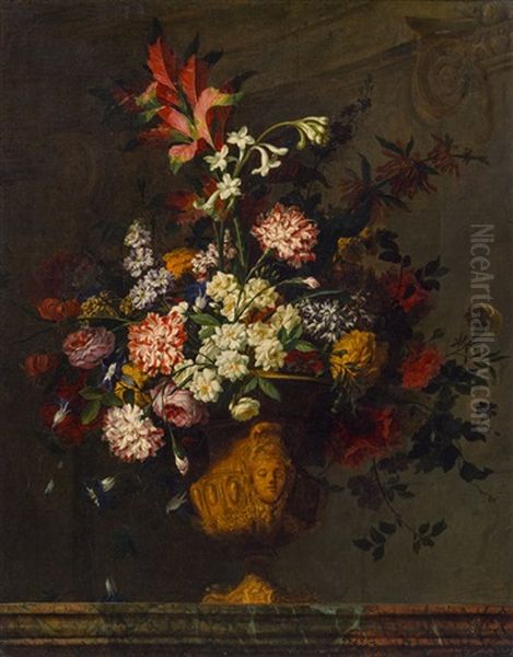 Blumenstraus In Reliefierter Vase - view 1