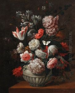 Stillleben Mit Tulpen, Nelken Und Pfringstrosen
