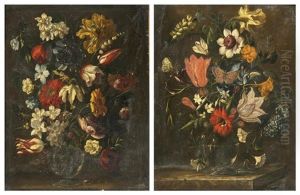 Bouquets De Fleurs (pair) by Jean-Baptiste Ii Belin