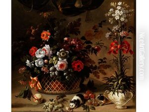 Grosses Blumenstilleben Mit Meerschweinchen