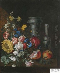 Blumen- Und Fruchtestilleben Mit Prunkgefasen Auf Einem Steinpodest by Jean-Baptiste Ii Belin