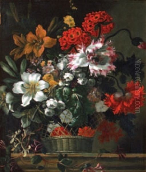 Bouquet De Fleurs Dans Des Corbeilles D'osier (pair) - view 1