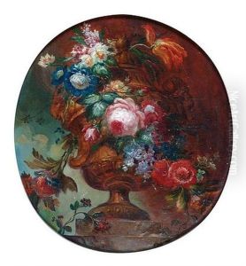 Fleurs Dans Un Vase Medicis Sur Un Entablement by Jean-Baptiste Ii Belin