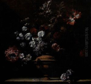 Bouquet De Fleurs Dans Un Vase Sur Un Entablement by Jean-Baptiste Ii Belin
