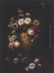 Vaso Di Fiori Su Un Piano Di Pietra