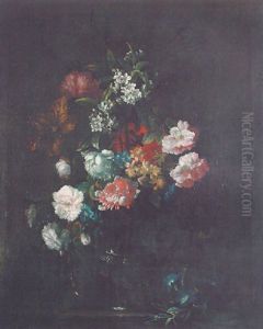 Still Life Of Flowers In A Glass Vase by Jean-Baptiste Ii Belin