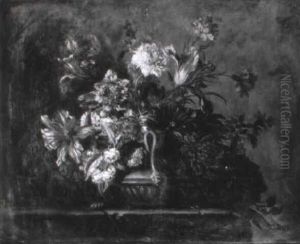 Nature Morte Au Vase De Fleurs Sur Un Entablement by Jean-Baptiste Ii Belin