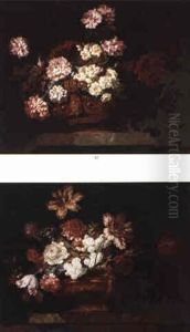Compositions Florales Dans Des Vasques En Bronze Dore Compositions Florales Dans Des Vasques En Bronze Dore