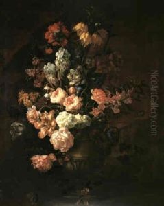 A Still Life Of Flowers Including A Crown Imperial, Irises, Roses, Peonies, Narcissi, Honeysuckle And Convolvus In An by Jean-Baptiste Ii Belin