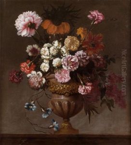 Bouquet De Fleurs Dans Un Vase Sur Un Entablement by Jean-Baptiste Belin de Fontenay the Younger