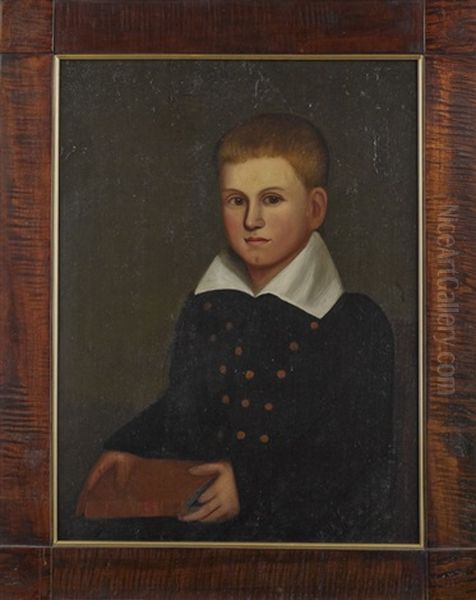 Portrait Of A Boy Holding A Book - view 1