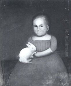 Portrait Of A Child In A Blue Dress Holding Her Pet Rabbit Portrait Of A Child In A Blue Dress Holding Her Pet Rabbit