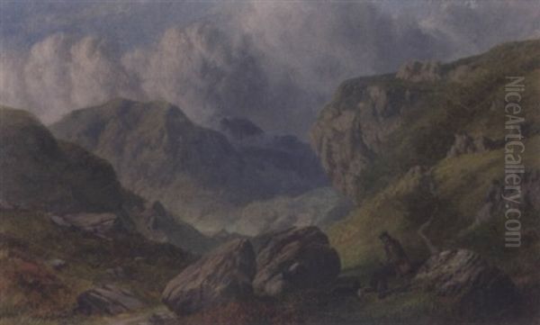 Hunter And Dog In A Highland Landscape - view 1