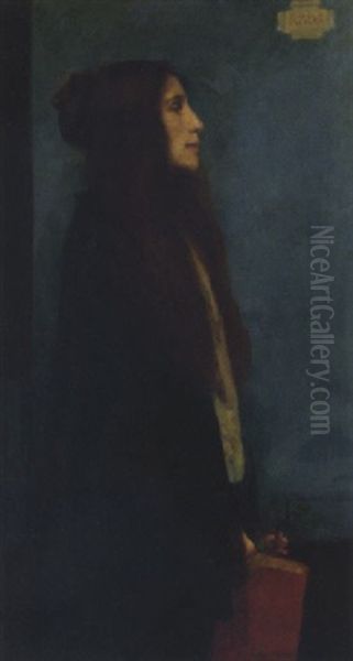 A Young Lady In Profile Holding A Book And An Anemone - view 1