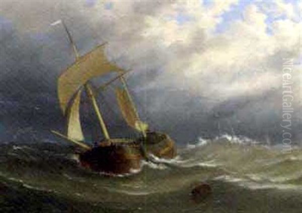 A Dutch Schooner In A Gale - view 1