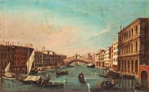 Vy Fran Canal Grande Och Rialtobron, Venedig Vy Fran Canal Grande Och Rialtobron, Venedig