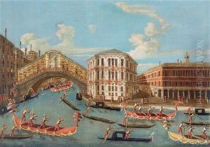 Regatta, Festlich Geschmuckte Gondeln Auf Dem Canal Grande Zur Rialtobrucke Und Zum Palazzo Dei Camerlenghi In Venedig, Regata Sul Canal Grande, Verso Il Ponte Di Rialto E Il Palazzo Dei Camerlenghi, Regatta, Festlich Geschmuckte Gondeln Auf Dem Canal Grande Zur Rialtobrucke Und Zum Palazzo Dei Camerlenghi In Venedig, Regata Sul Canal Grande, Verso Il Ponte Di Rialto E Il Palazzo Dei Camerlenghi,