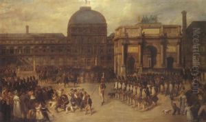 Un Jour De Revue Dans La Cour Du Carrousel En 1810 by Hippolyte Bellange