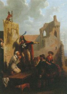 Commedia Dell'arte by Hippolyte Bellange