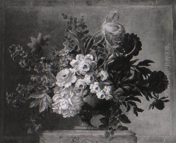 Nature Morte Au Vase De Fleurs Sur Un Entablement - view 1