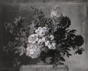 Nature Morte Au Vase De Fleurs Sur Un Entablement