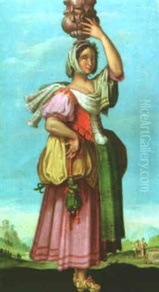 A Woman Carrying A Water Jug On Her Head - view 1