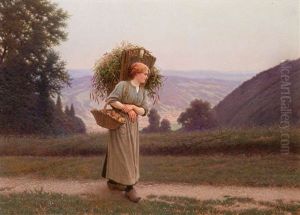 Paysanne Retournant Du Marche