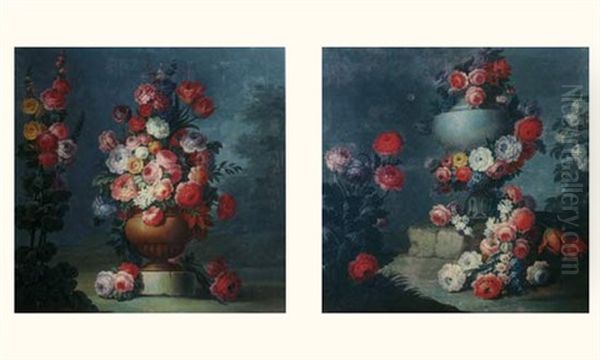 Bouquet De Fleurs Sur Un Entablement (+ Another; Pair) - view 1