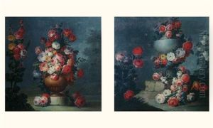 Bouquet De Fleurs Sur Un Entablement (+ Another; Pair)