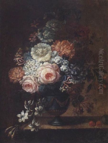 Nature Morte Au Vase De Fleurs Sur Un Entablement - view 1