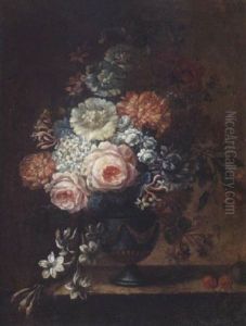 Nature Morte Au Vase De Fleurs Sur Un Entablement by Michel Bruno Bellanger