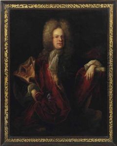 Portrait Of A Gentleman, Half-length, In A Red Cloak by Alexis-Simon Belle
