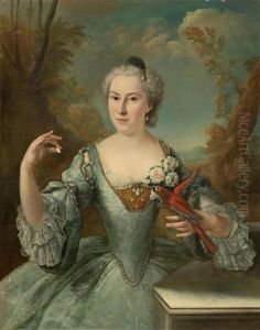 Portrait Of A Lady, With A Parrot, In A Landscape by Alexis-Simon Belle