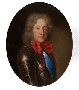 Portrait D'homme En Armure Portant Le Ruban Bleu De L'ordre Du Saint Esprit