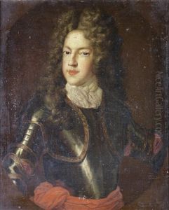 Portrait Of James Francis Edward Stuart, Known As The Old Pretender, Half-length, In Armour, Within A Painted Oval Portrait Of James Francis Edward Stuart, Known As The Old Pretender, Half-length, In Armour, Within A Painted Oval