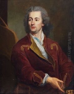 Portrait D'homme En Buste, Veste Rouge Et Brodee, Le Col Ouvert Portrait D'homme En Buste, Veste Rouge Et Brodee, Le Col Ouvert