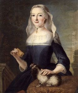 Portrait De Femme A La Madeleine Et Au Petit Chien