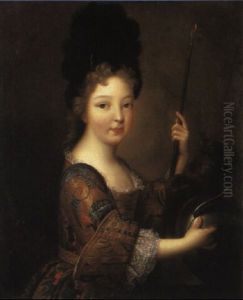 Portrait Of A Girl As Minerva With A Black Feather Head-dress Portrait Of A Girl As Minerva With A Black Feather Head-dress