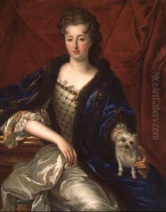 Portrait De Jeune Femme Au Manteau Bleu Avec Son Chien