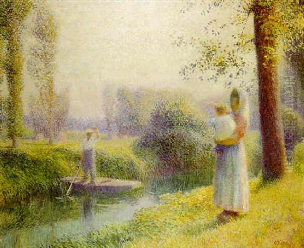Jeune Fille Et Enfant A La Ferte Gaucher Sur Grand Morin - view 1