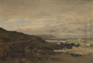 Vue De La Cote En Bretagne by Leon Le Goaebe De Bellee