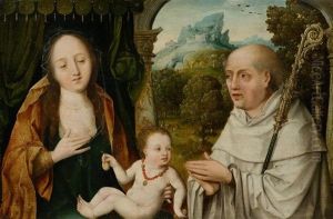 Madonna Mit Kind Und Heiliger Bernhard Von Clairvaux by Jean Bellegambe the Elder