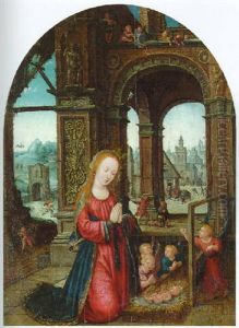 The Virgin And Child With Adoring Angels by Jean Bellegambe the Elder
